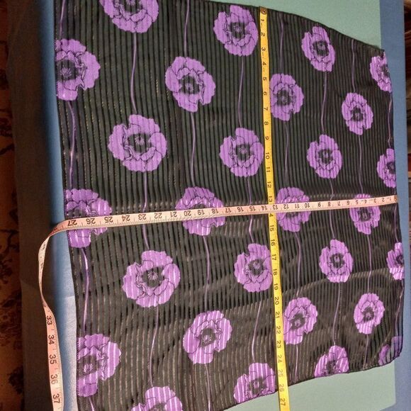 Purple Poppy Silk Feel Polyester Scarf Cottegacore Granny Chic Countrycore - Picture 2 of 6